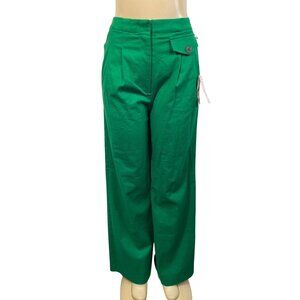 Eva Mendes New York & Company Green Wide-Leg Elastic Waist Pants S Cotton Spand